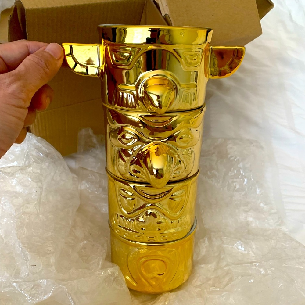 🌟Stackable Gold Porcelain Totem Cups, Set of 4🌟
